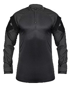 Combat Shirt Manga Longa Preta em RipStop + Dry Fit