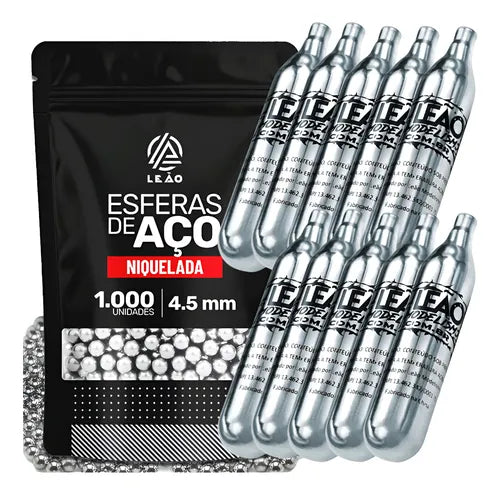 10 Cilindro de Co2 + 1000 Esfera Aço