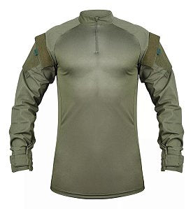 Combat Shirt Manga Longa Preta em RipStop + Dry Fit