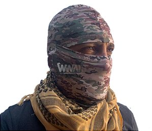 Balaclava Tática Articulada Preta Costura Plana